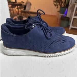 Cole Haan Men's Blue Zerogrand Laser Wing Leather Oxford Shoe, Size 9W, Like New